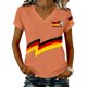 thumbnail image 1 of Women's Germany Football Graphic T-Shirt, V-Neck Casual Letter Print T-Shirt, Fashion Short Sleeve Graphic Tee, Summer Daily Lightweight Tops for Soccer Tournament 2026 Saffron Size: 2XL, 1 of 4