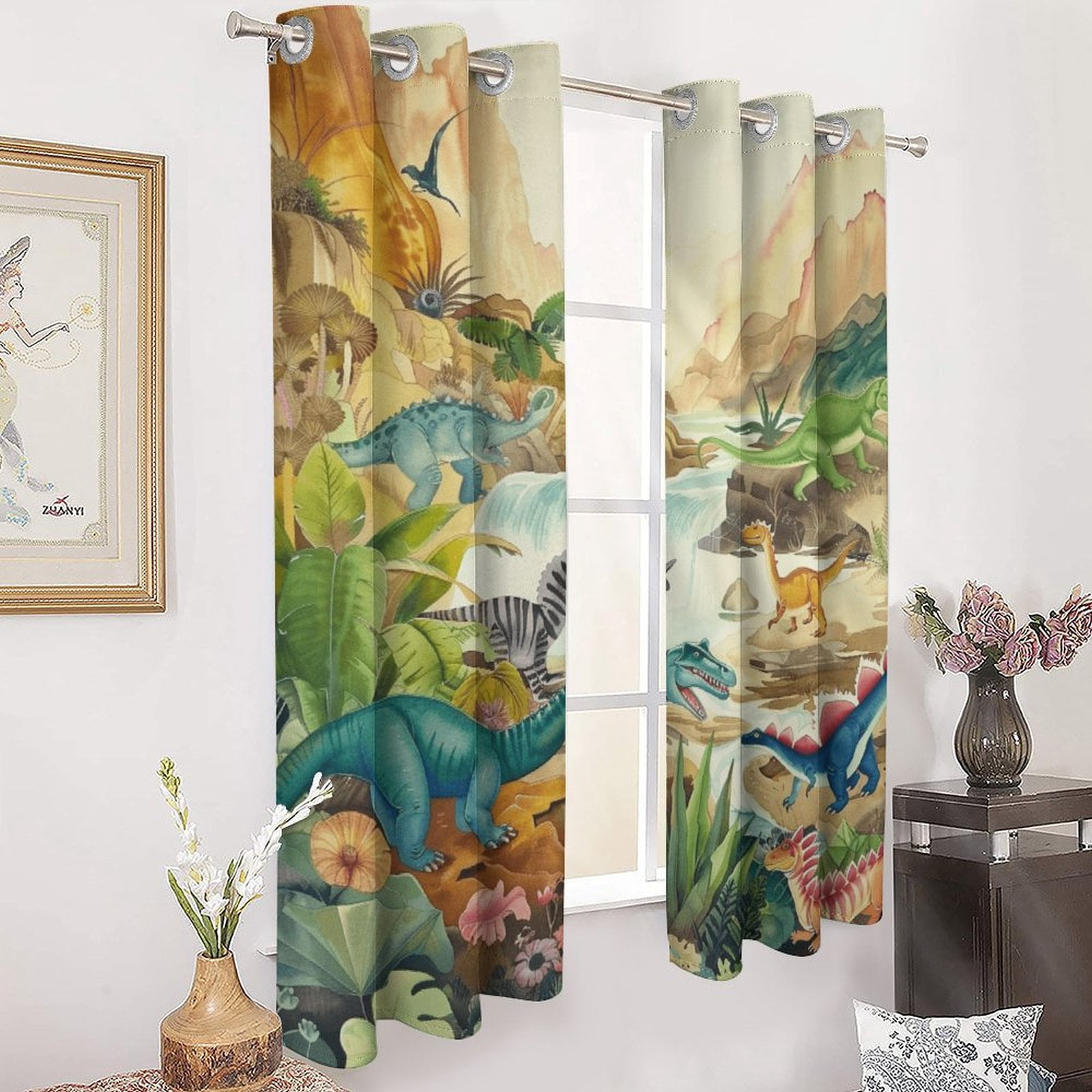 Jurassic Dinosaur Blackout Curtains for Bedroom Curtains Insulated Room Darkening Window Drapes for Living Room