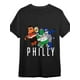 thumbnail image 2 of Camiseta divertida de manga corta con estampado de los Philly Mascots - Eagles para hombre, colección PR negra. Para adultos, hombres, mujeres, adolescentes, jóvenes y uso informal., 2 of 7