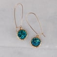 thumbnail image 3 of Humble Chic Peacock Blue Druzy Threaders - Boho Glitter Long Drop Earrings for Women, 3 of 8
