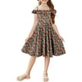 thumbnail image 2 of KISSMODA Girls Dress Casual Round Neck A Line Ruffle Sleeve Knee Length Dresses 4-13 Years, 2 of 4