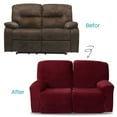 thumbnail image 5 of Eurhowing 2-Seater Recliner Sofa Cover, Stretch Velvet Reclining Loveseat Slipcover with Pockets, Furniture Protector for Pets & Kids, Burgundy, 5 of 6