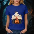 thumbnail image 5 of TOWED22 Womens Cute Ghost Pumpkin Flowers Shirt Fall Pumpkin Vintage Flowers Tshirt Halloween Funny Graphic Blouse Casual Basic Tee(Blue,S), 5 of 8