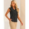 thumbnail image 4 of Unique Bargains Women's Sleeveless Button Down Tartan Shirt Casual Shirts Blouse XL Black, 4 of 6