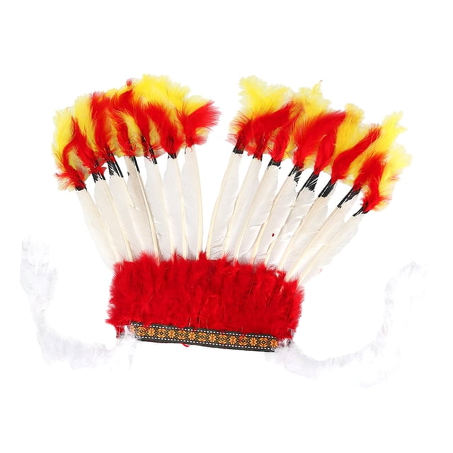Tocado de plumas jinwen para niños Sombrero indio decoración diadema Actuación burlesco Halloween Carnaval
