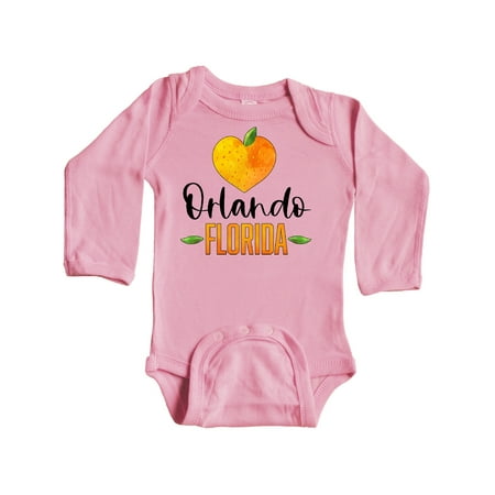 

Inktastic Orlando Florida Orange in Heart Gift Baby Boy or Baby Girl Long Sleeve Bodysuit
