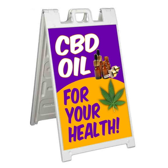 CBD Oil For Your Health (24" X 36") Standard A-Frame Signicade, Includes Decal Applied To Stand