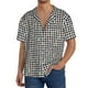 thumbnail image 1 of Fotbe Black And White Houndstooth Camisa Estampada de Manga Corta para Hombre, Casual de Verano, Estilo Playero, Sin Arrugas-Medium, 1 of 5
