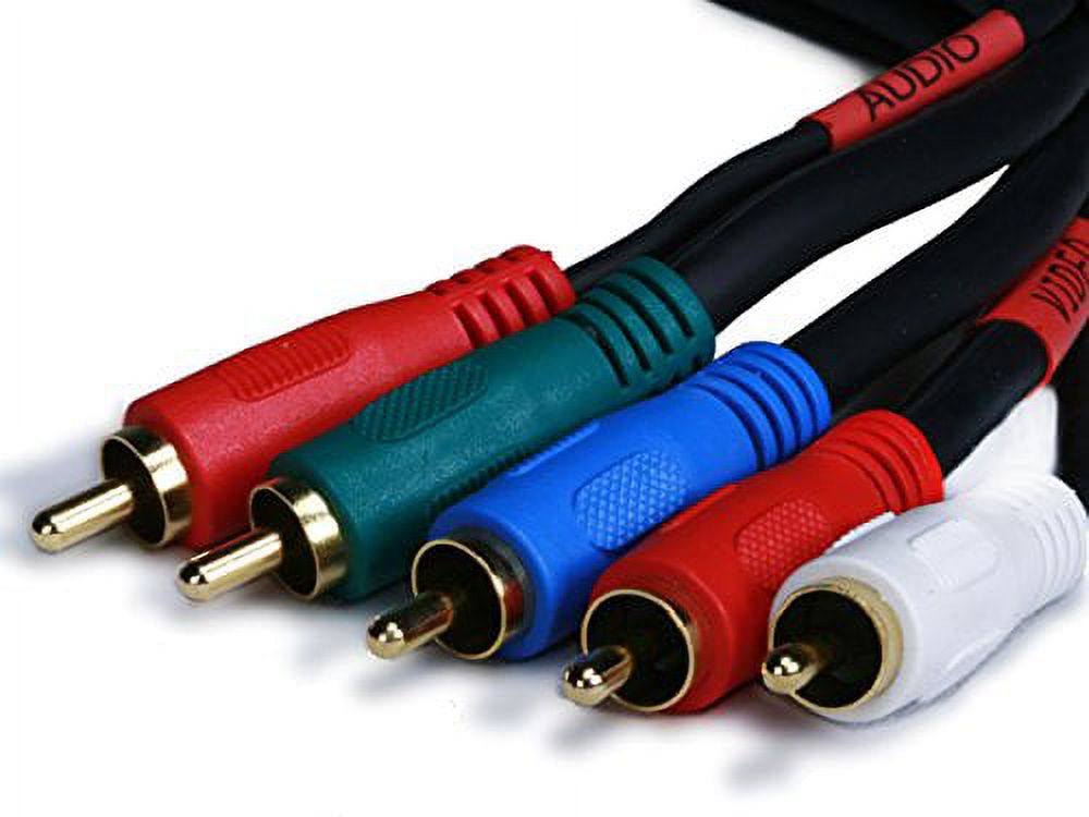 monoprice 1.5ft 22awg 5-rca component video/audio coaxial cable (rg-59/u) - black (2 pack) - image 2 of 2