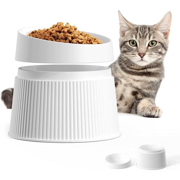 Tazón elevado de comida para gatos Platos de comida para gatos elevados súper anchos para proteger la columna vertebral, aliviar la fatiga de los bigotes, antivómitos 17 tazones de alimentación i