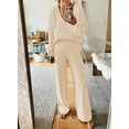 thumbnail image 4 of Pink Queen Women's 2 Piece Outfits Casual V Neck Knit Wide Leg Sweater Lounge Set Sweatsuit, 4 of 9
