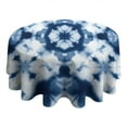 thumbnail image 4 of Blue White Tie Dye Mandala Pattern Round Tablecloth 60"x60",Wrinkle Wipeable Table Cloth for Kitchen Dining Room Picnic Patio Party, 4 of 6