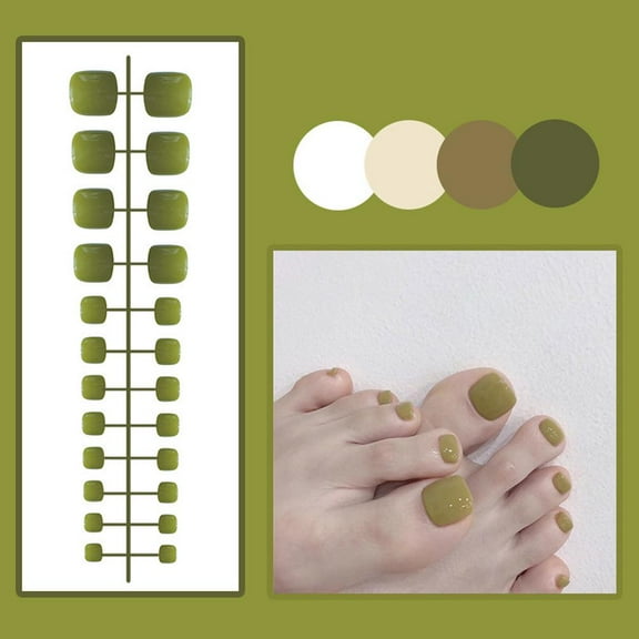 Finished Toenail Glossy Patches Fake Nails Wearable 24Pc Nails Manicure C2A6