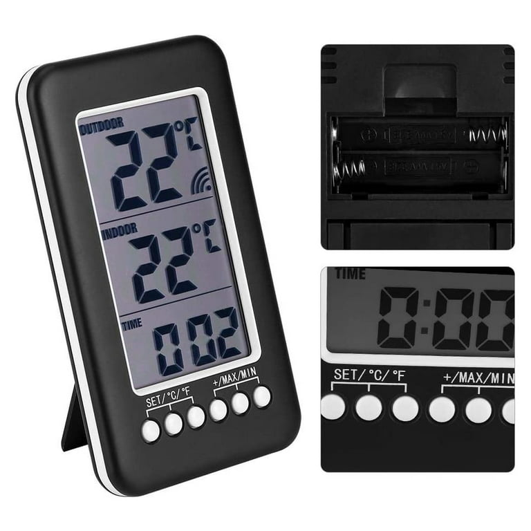 Digital Thermometer Clock Temperature Wireless Transmitter Meter