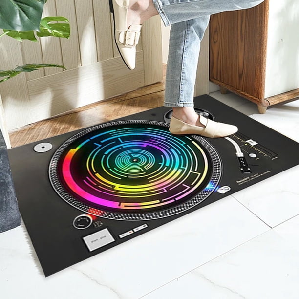 Yhmxh Alfombrillas de baño para baño Tapete para piso con diseño de tocadiscos, alfombra creativa para radio, tapete para puerta de casa, tapete antideslizante resistente a la suciedad