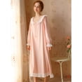 thumbnail image 4 of Defitshape Women's Cotton Victorian Nightgown Long Sleeve Pajamas Dress Fall Winter Ruffle Long Sleep Dress Soft Comfy Vintage Sleepwear Pink Large, 4 of 5