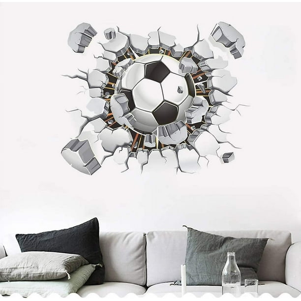 Pegatinas De Fútbol 3D, Arte De La Pared 3D Pegatinas De Balones De Fútbol Calcomanías Para Habitación De Niños, Arte De Vinilo De Fútbol Etiqueta De Bricolaje Para Dormitorio De Niños Sala De Ju