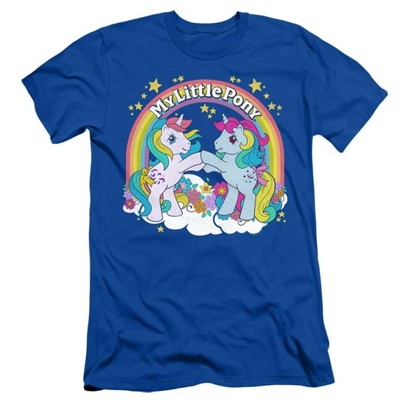 My Little Pony Retro Unicorn Fist Bump S/S Adult 30/1 T-Shirt Royal Blue