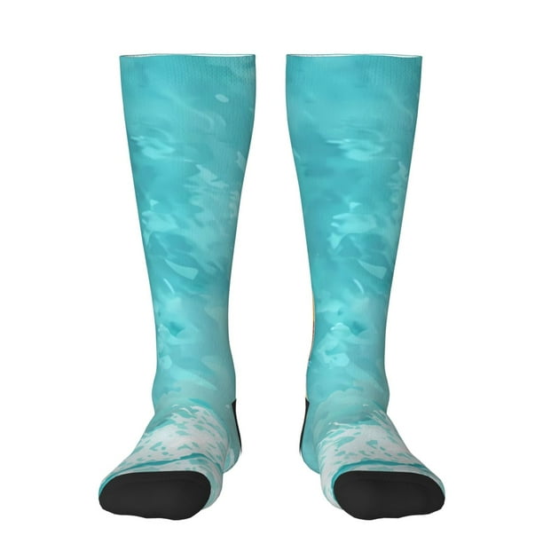 Fotbe Tranquil Ocean Canoe Journey Calcetas Divertidas Estampadas para Hombre y Mujer, Calcetas de Algodón hasta la Rodilla para Caminar, Correr, Enfermería y Embarazo