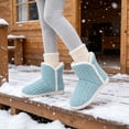 thumbnail image 5 of Xfvqtps Knit Slipper Boots for Womens up to Ankle Plush Lined Fuzzy Solid Color Slip on Soft Sole Memory Foam Non Slip Insulated Warm Winter Snow Boots Green, 5 of 9