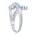thumbnail image 2 of Triple Bypass Design Natural Larimar Gemstone Pear-Shaped Ring Sterling Silver Jewelry for Women or Teens-size 7, 2 of 8