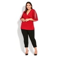 thumbnail image 2 of Avenue Plus Size Wrap Bling Sleeve Top Bling Sl Ruby 18W, 2 of 6