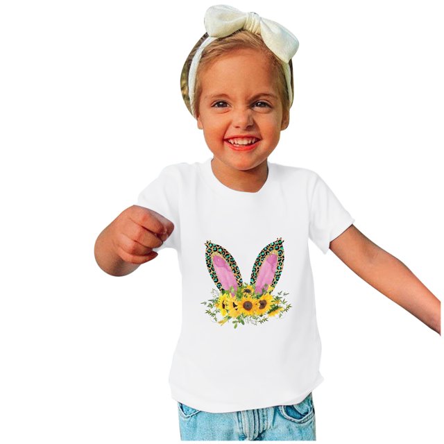 Qiopertar Haut à Manches Courtes Imprimé Col Rond Mignon Mode pour Enfants Garçons Filles en Solde à Moins de 5$ en Solde