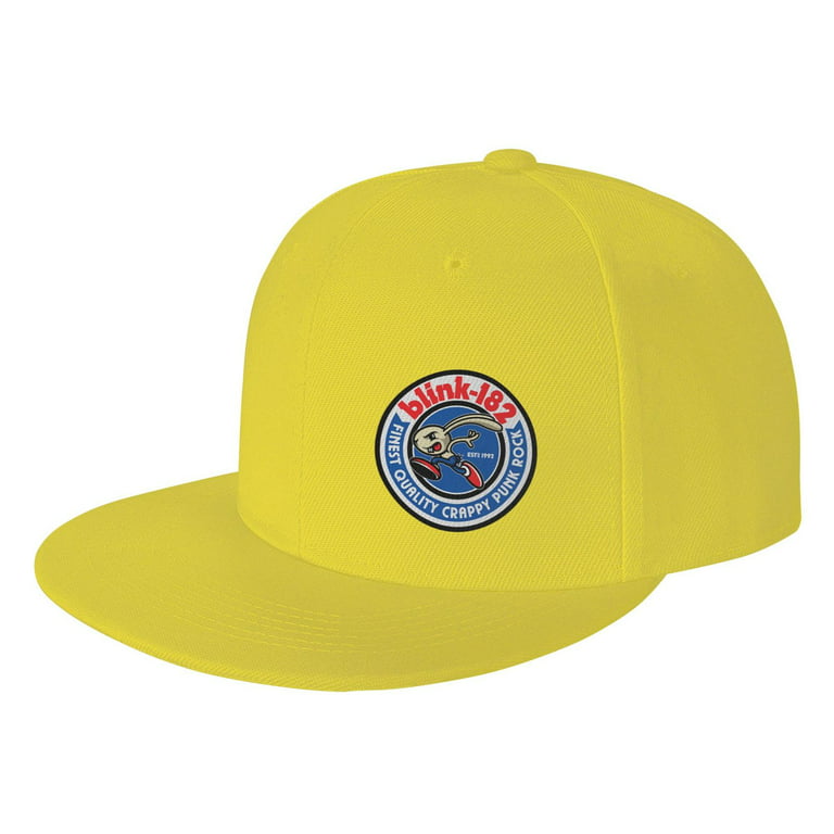 Cepten Men & Women'S Hip Hop Cool With Punk Rock Blink 182 Male Logo  Adjustable Baseball Flat Bill Hat Yellow