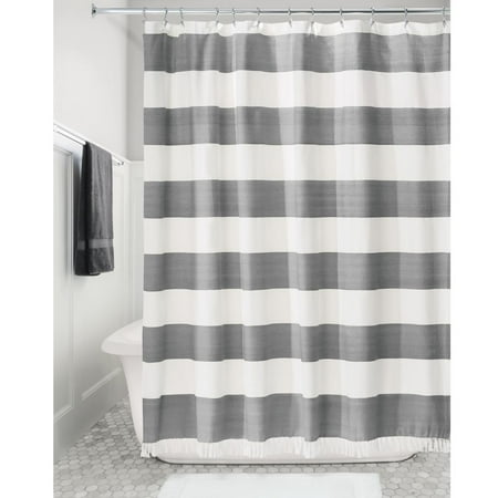 Idesign Wide Stripe Fabric Shower Curtain Charcoal Com