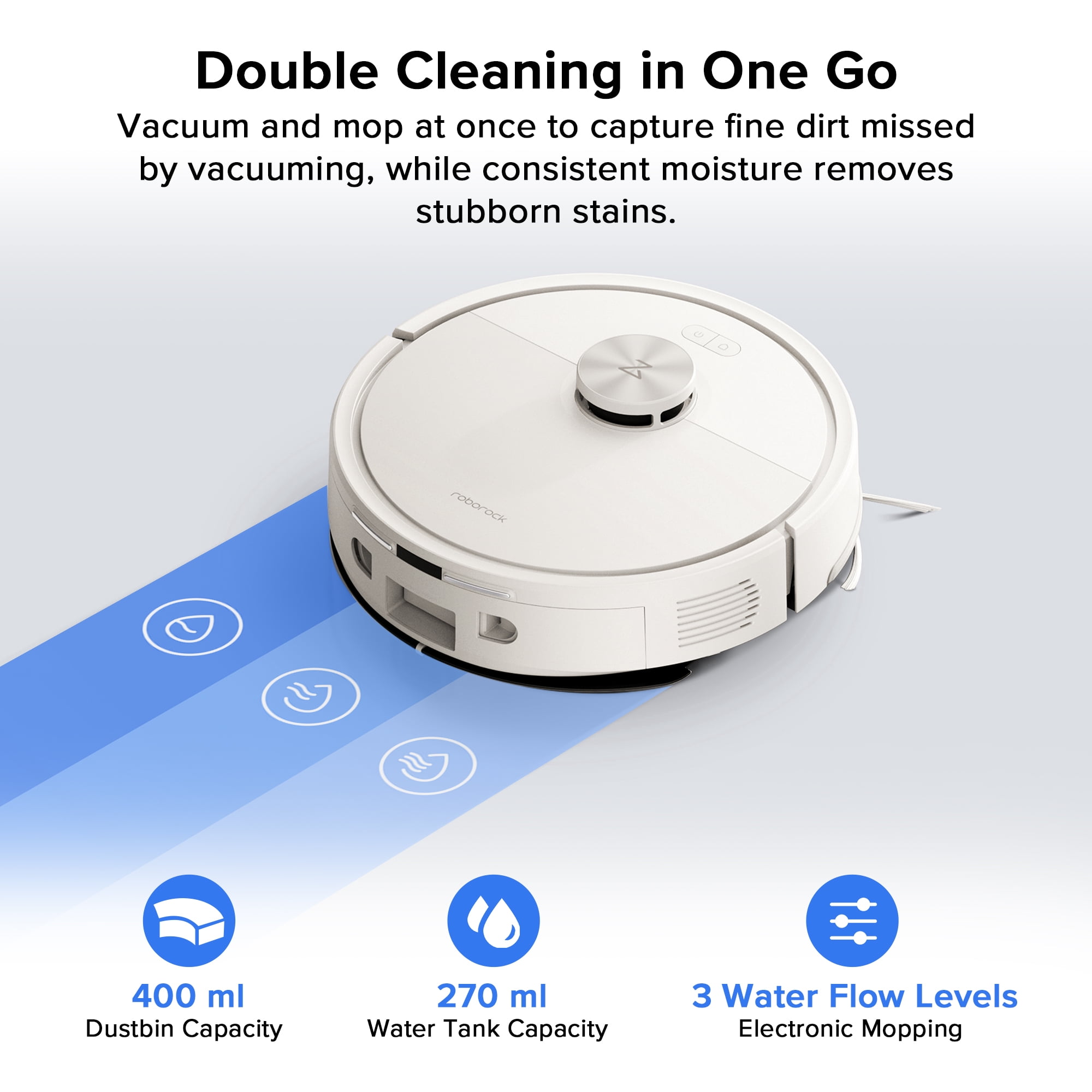 Roborock Q7 series Robot Vacuum and Mop Combo (Q7 L5), 8,000Pa Suction, Upgraded from Q5 Pro, Dual Anti-Tangle System, LiDAR Navigation, No-Go Zones, Self-Charging Robotic Vacuum Cleaner, White