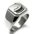 thumbnail image 1 of Stainless Steel Letter J Initial 3D Monogram Engraved Engraved Square Flat Top Biker Style Polished Signet Ring, 1 of 1