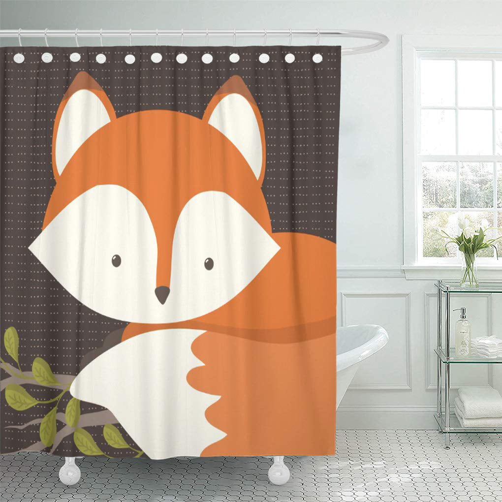 Details about   Fox Shower Curtain Jumping Animal Fresh Grass Print for Bathroom 