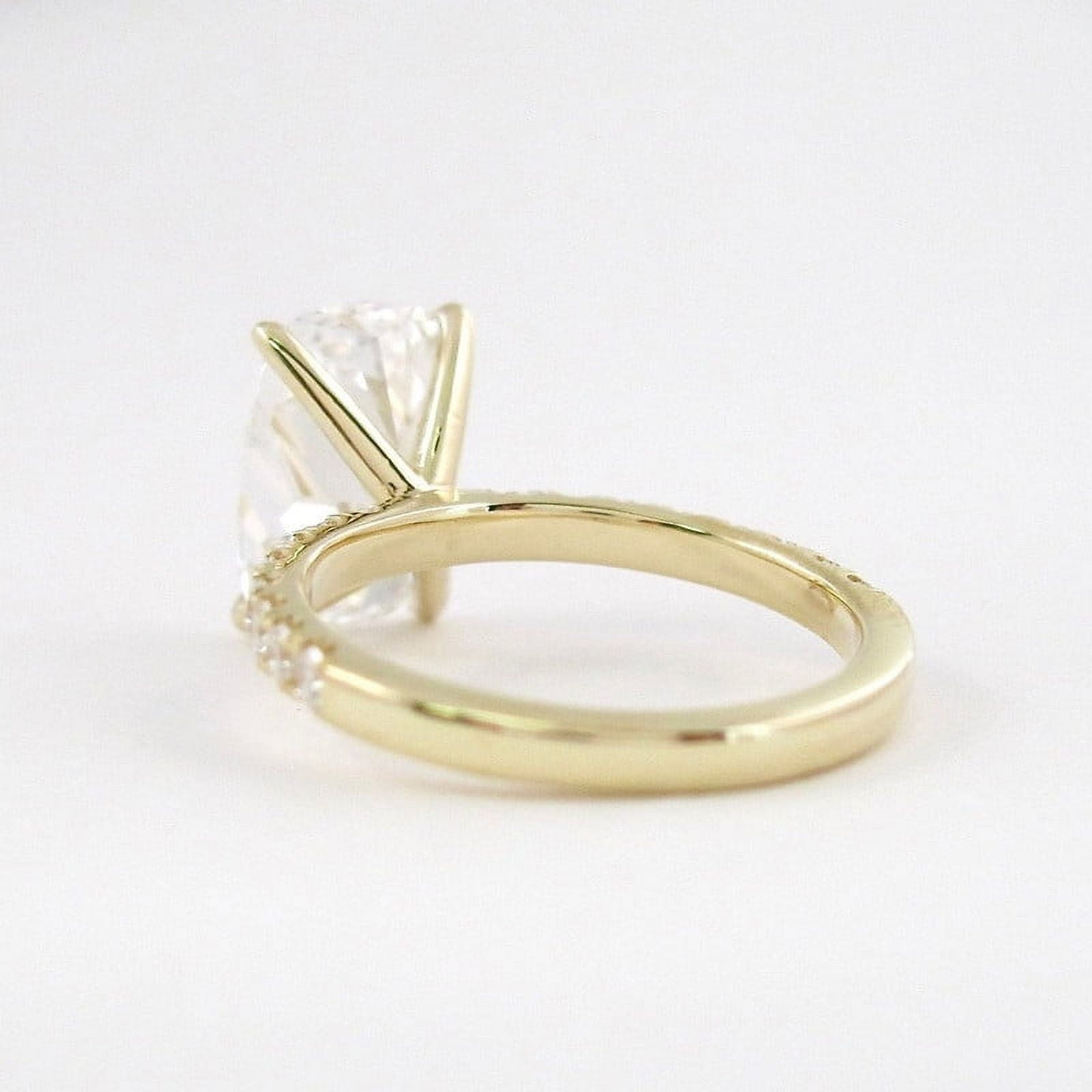 SOLITAIRE JEWELS 3.8CT Elongated Cushion Solitaire Pave Moissanite Engagement Ring for Women Solid 18k Yellow Gold, 18k Yellow Gold Solitaire Ring