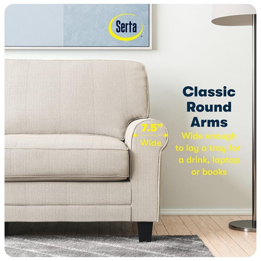 Bowery Hill 61" Rolled Arm Loveseat Sofa with Removable Covers Beige