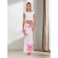 thumbnail image 6 of Womens Floral Mesh Maxi Skirt Elastic High Waisted Boho Elegant Mermaid Long Skirts for Women Pink S, 6 of 10