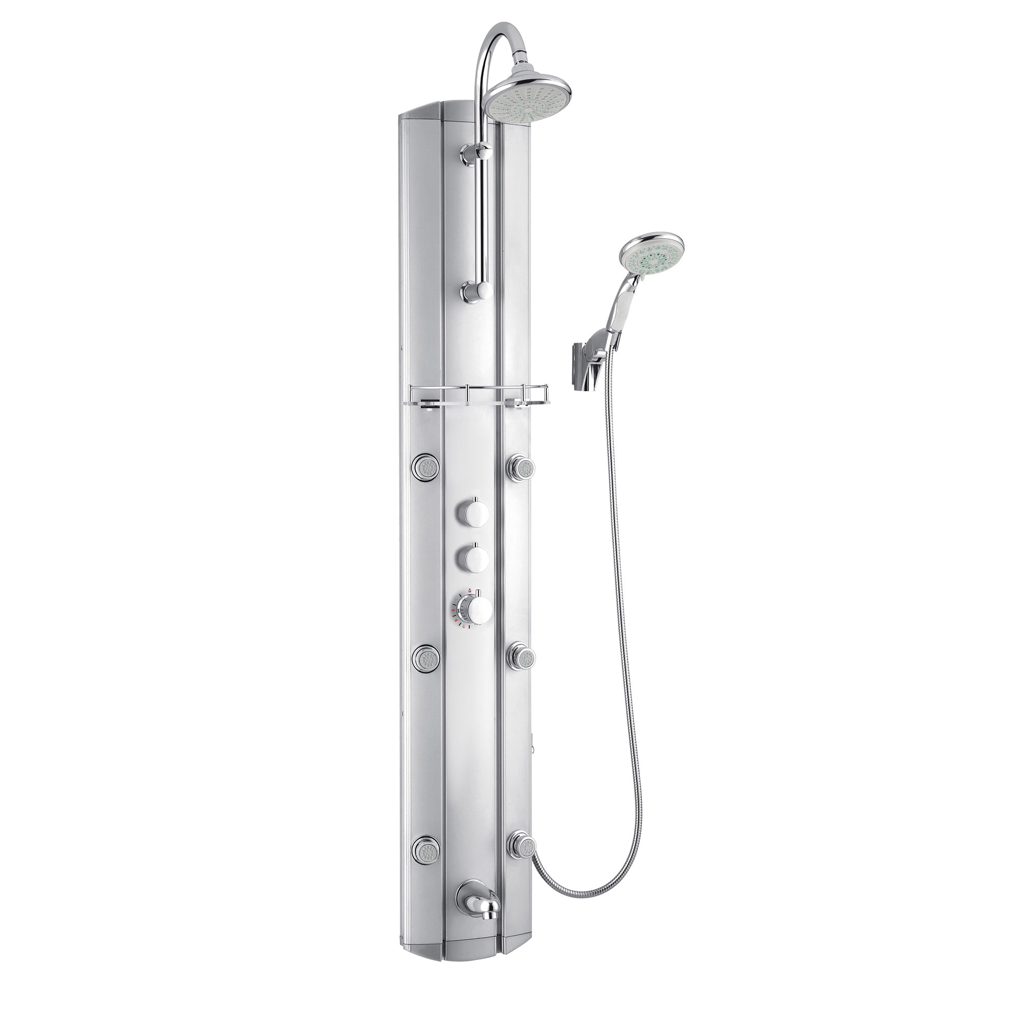 DreamLine Hydrotherapy Body Shower Column with Shower Accessory Holder, Anodized Aluminum Body In Satin Finish