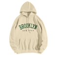 thumbnail image 2 of Beige Hoodies for Women's Long Sleeve New York Letter Printed Hoodie Hoodie Hoodie Fall Tops for Women 2025, 2 of 5