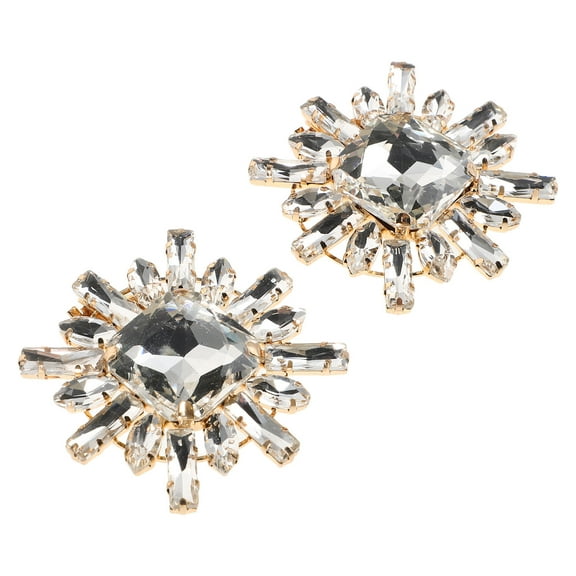 FRCOLOR Golden Removable Shoe Clips with Rhinestone Decor for High Heels 2 Pieces Shoe Accessories for