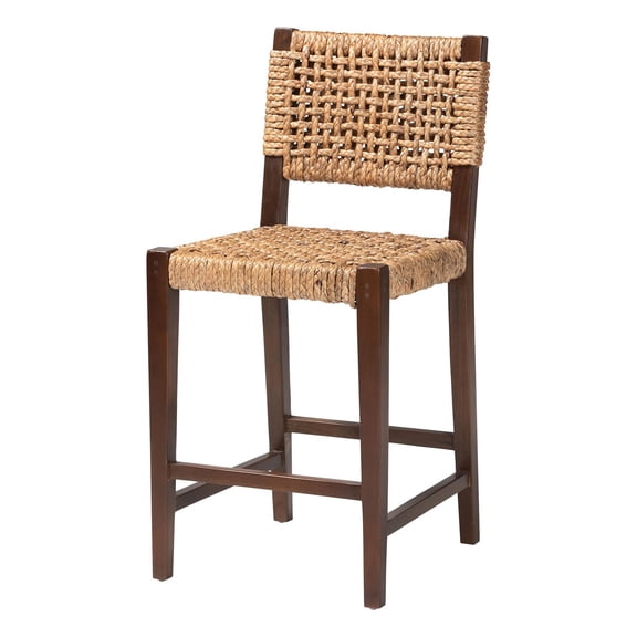 bali & pari Alise Handwoven Seagrass Counter Stool with Wood Frame Brown