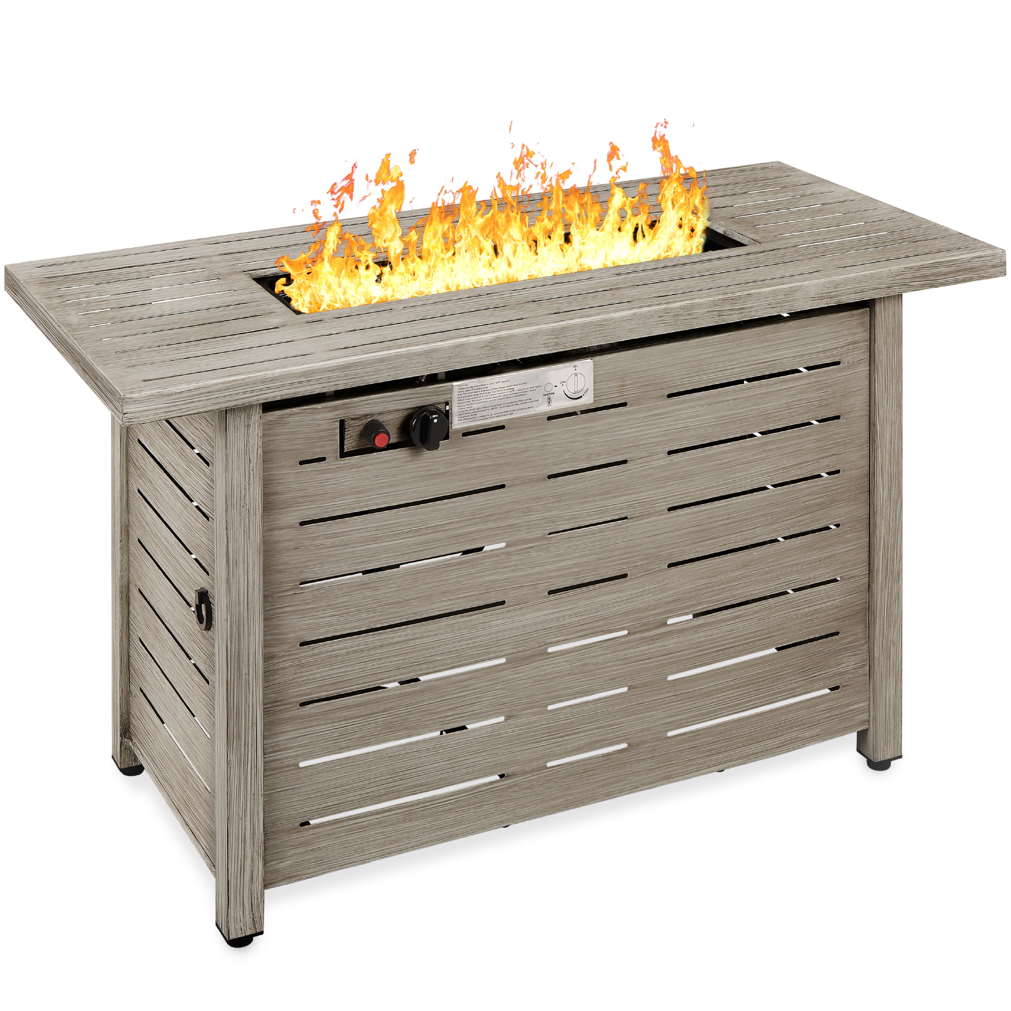 Fire Pit Table, Rectangular Outdoor Propane Gas Fire Pit Table In Gray