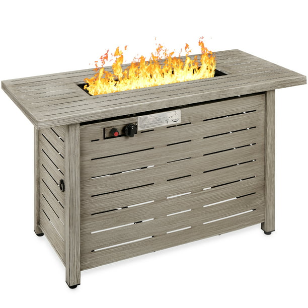Fire Pit Table, 65 Rectangular Outdoor Propane Gas Fire Pit Table In Gray