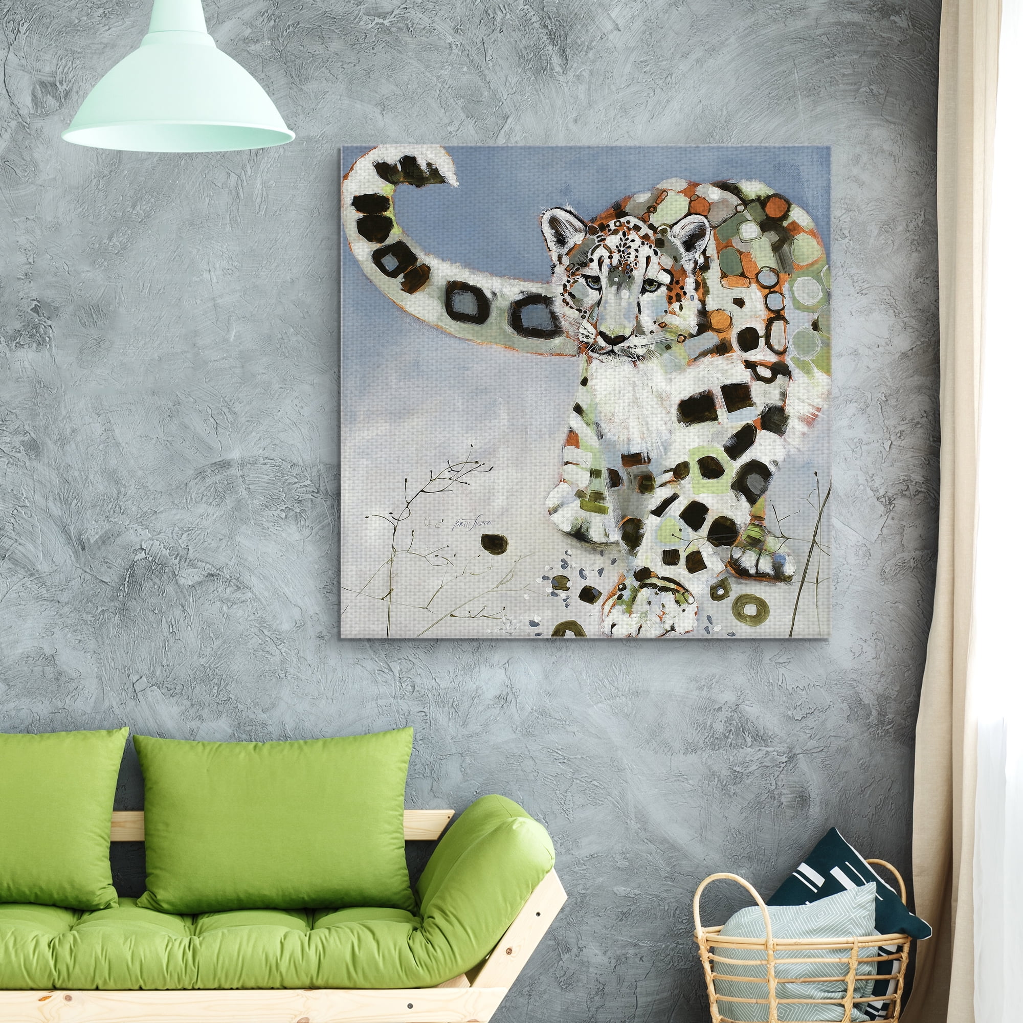 Masterpiece Art Gallery Snow Leopard Light Watercolor By Brenna Harvey Canvas Art Print 35" x 35"