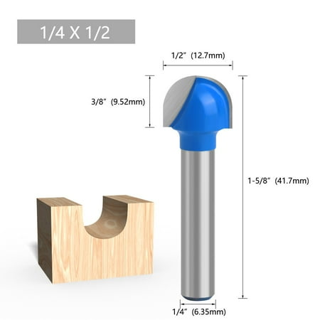 

Leke Round Bottom Router Bits 6.35mm Shank Core Box Milling Cutter Woodworking