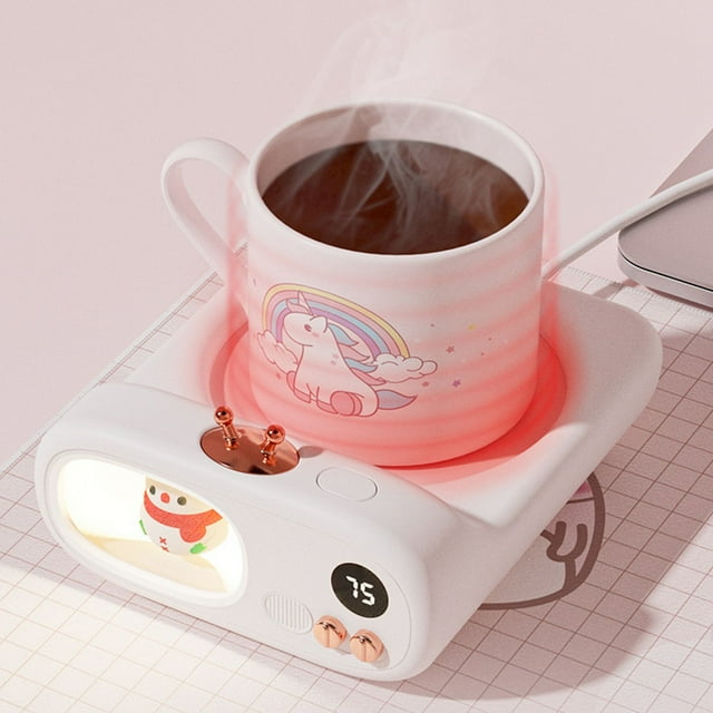 Cute Cup Warmer Cute Cartoon Smart Scheduled Temperature Control Heating Plate for Home Dormitory CN 110V‑220V