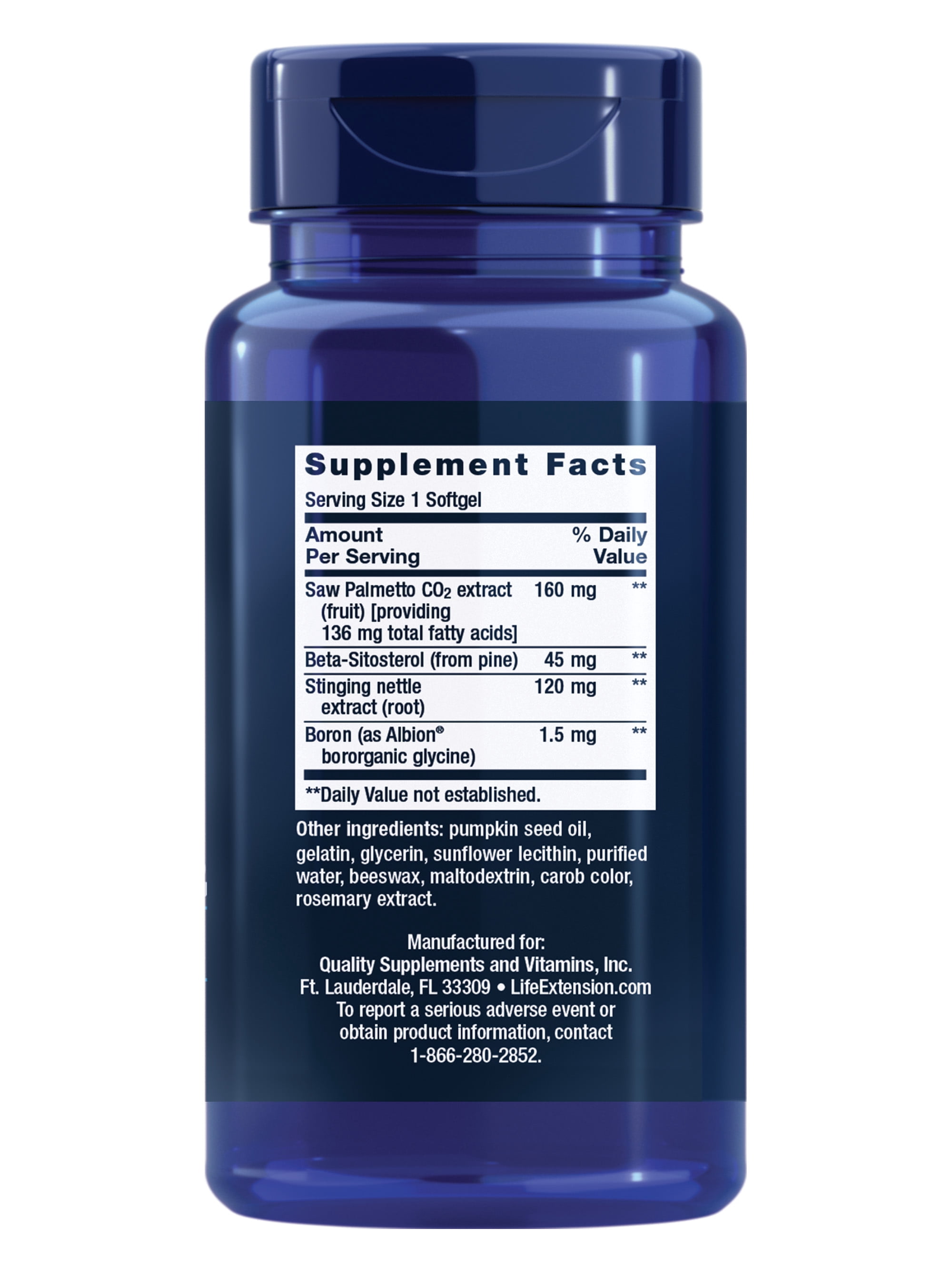 Life Extension PalmettoGuard® Saw Palmetto, Nettle Root and Beta-Sitosterol - Supports Healthy Prostate Function & Hormone Metabolism - Gluten-Free, Non GMO - 60 Softgels