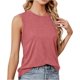 thumbnail image 3 of Camiseta sin mangas para mujer Color sólido Sin mangas Blusas Cuello redondo Ajuste suelto Suave Verano Tops Moda 2024 Camisas casuales, 3 of 5