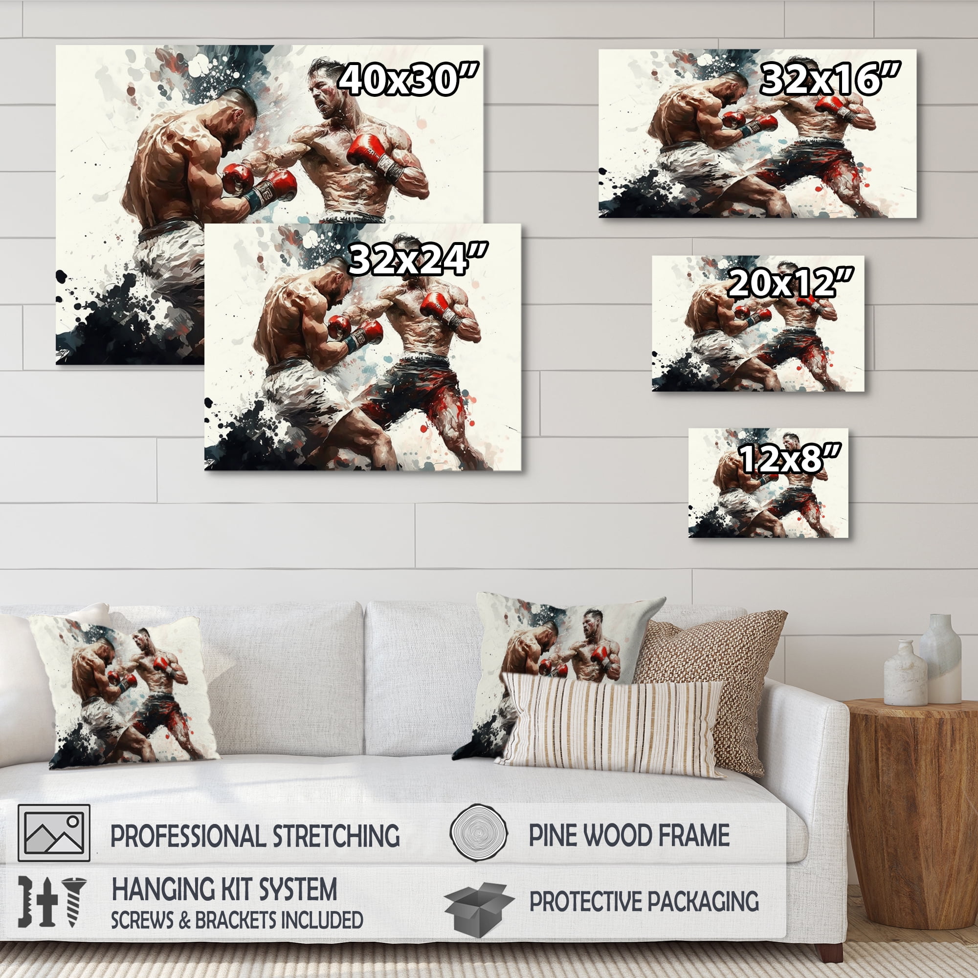 Designart Boxers In Match III Canvas Wall Art