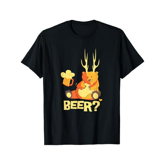 Men Beer Tee Black S-5XL Funny Bear Graphic Short Sleeve Cotton T-Shirt Top Oktoberfest Party