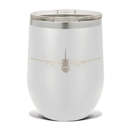 

AC-130U Spooky Wine Tumbler 12 oz - Laser Engraved - Stainless Steel - Vacuum Insulated - Double Walled - Wine Glass - Stemless - Drinkware Clear Lid - ac130u ac-130 ac130 c-130 c130 gunship - White