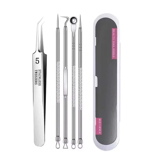 Professional Blackhead Remover Tweezers Set for Facial Skin Care Stainless Steel Pimple Extractor Comedone Beauty Tool for Acne Treatment